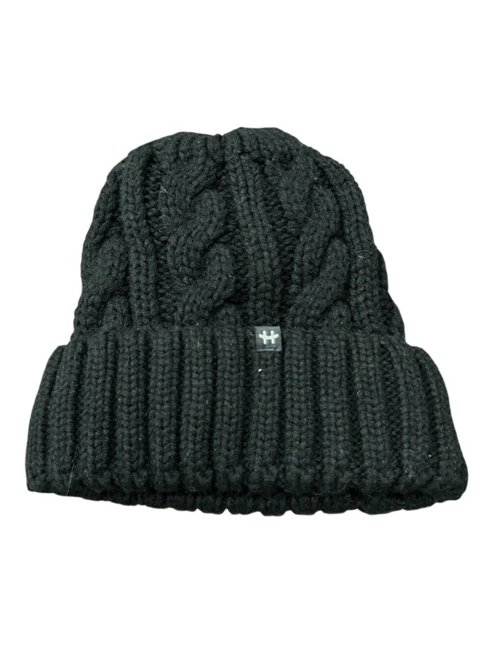 Hot Paws One Size Black Knit Beanie Hat Ribbed Cuff Lined Cozycore Minimalist